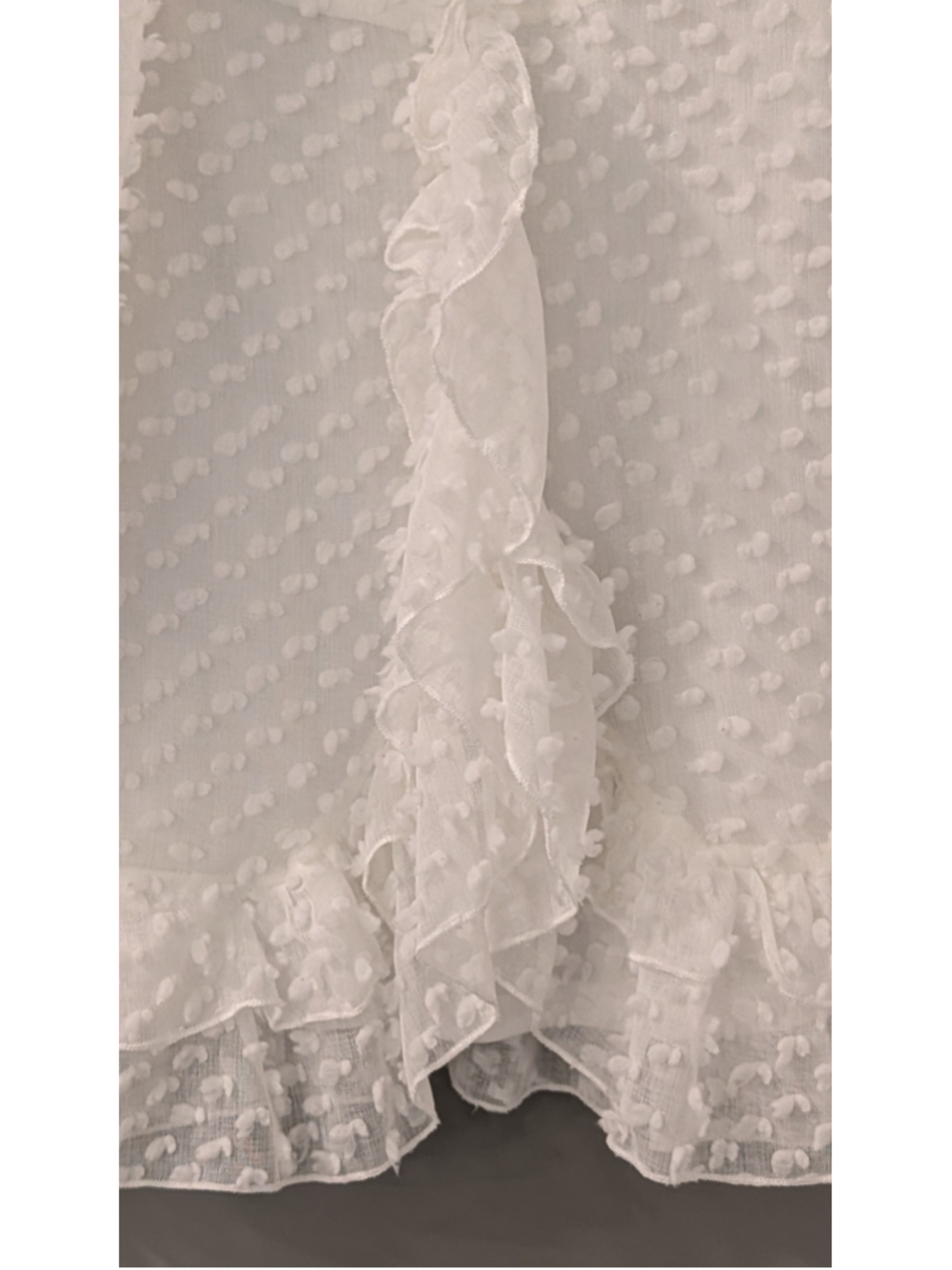 Miss Ord White Swiss Dot Ruffle Mini Dress Long Sleeve Tie Waist Size XS - Picture 3 of 8